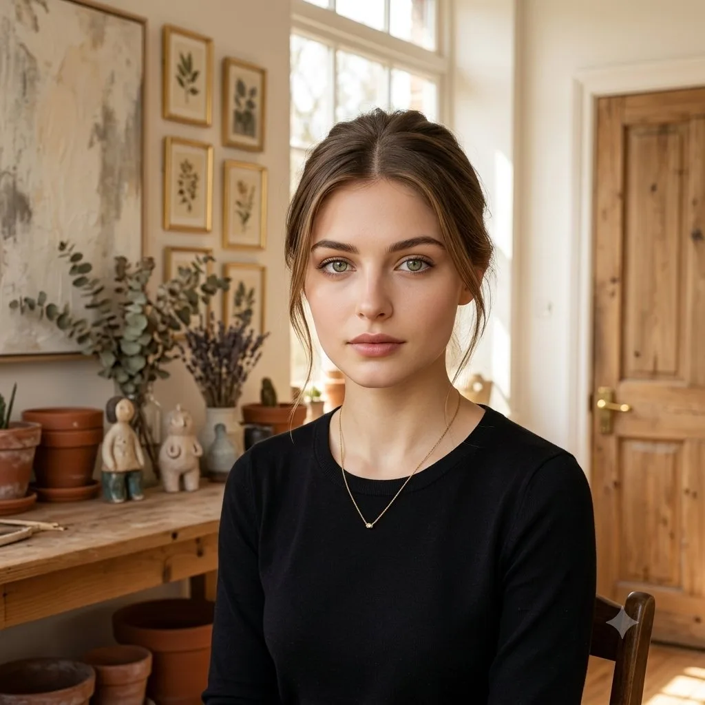 Elegant serenity artist studio portrait — After