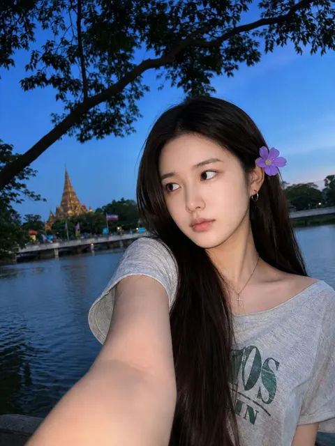 Amateur quality iphone 17 pro woman portrait blue hour