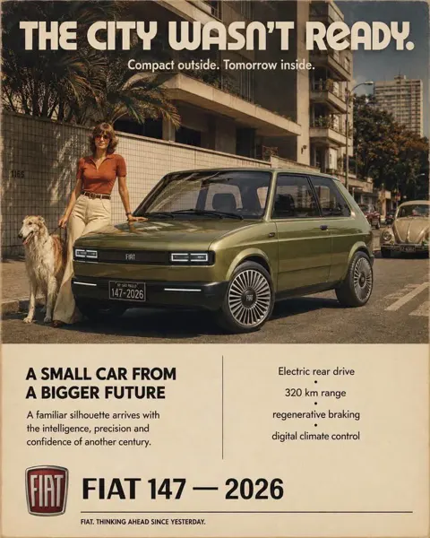 Alternate history vintage automobile advertisement