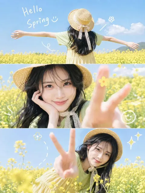 Spring flower field girl