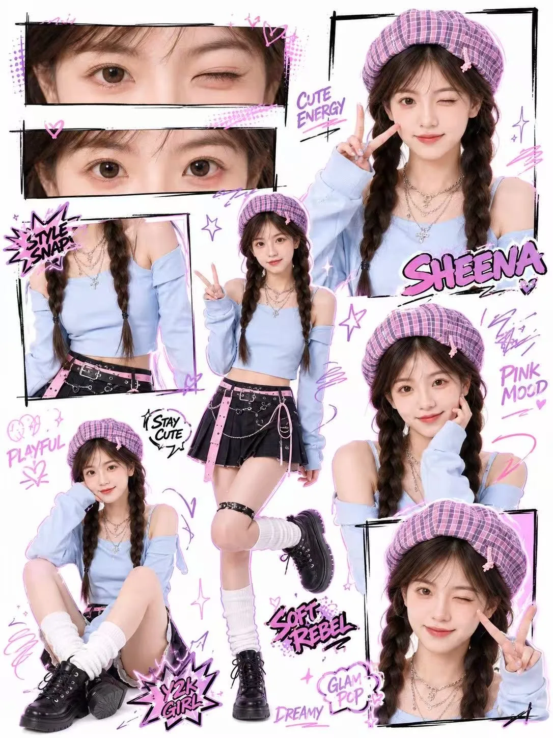 Y2k kawaii street style collage poster — Sonra