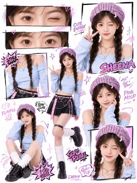 Y2k kawaii street style collage poster