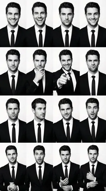 Bw film suit male grid portrait