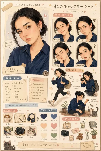 Warm japanese character sheet