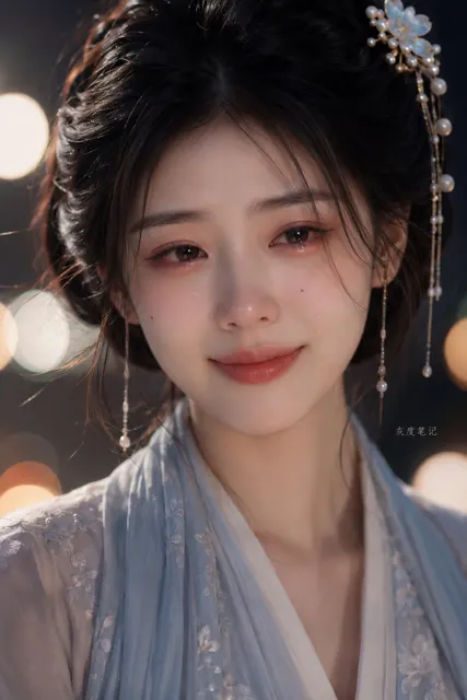 Cinematic ancient style tearing girl portrait photography