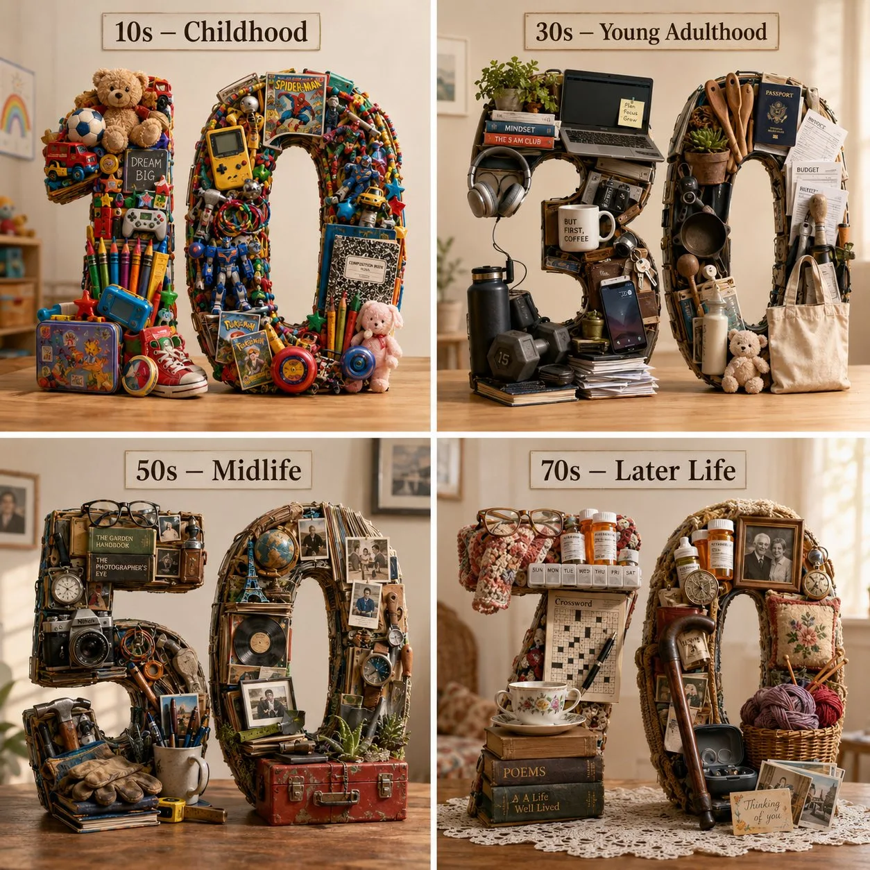 Life stages 3d typographic sculpture — Sonra