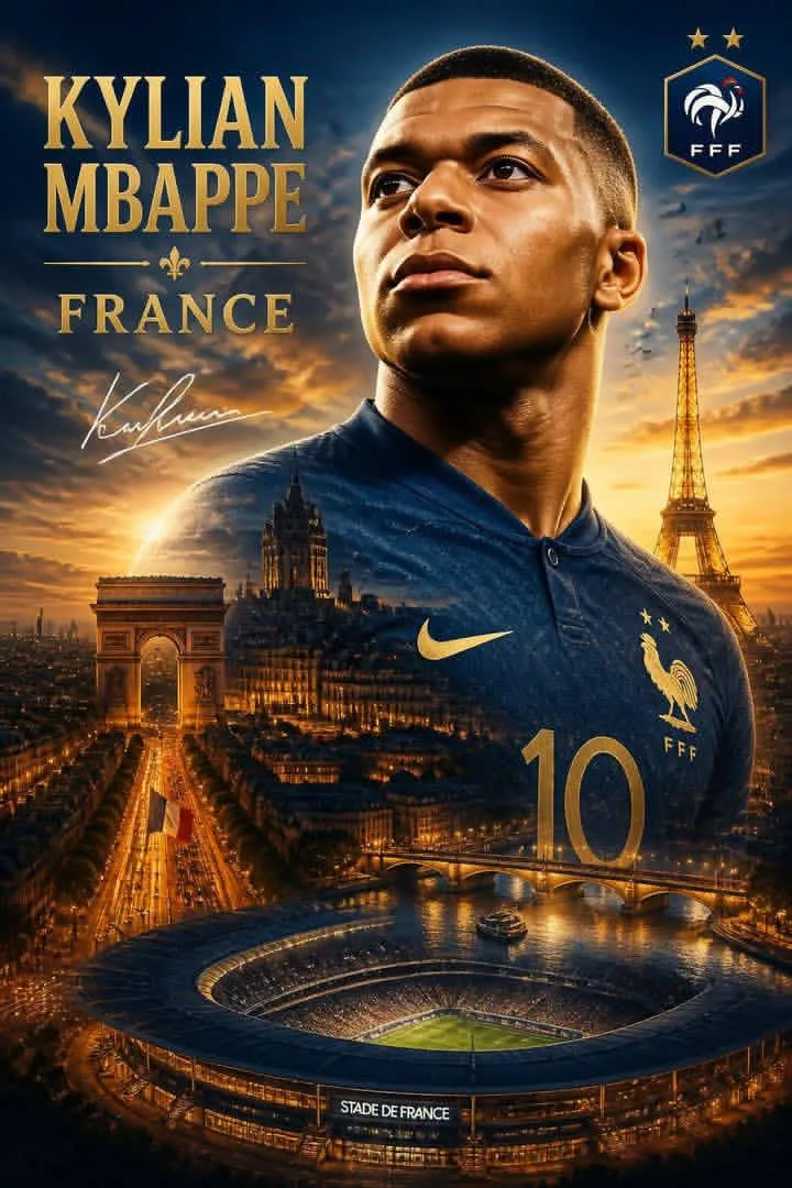 French football superstar paris cinematic poster — Sonra