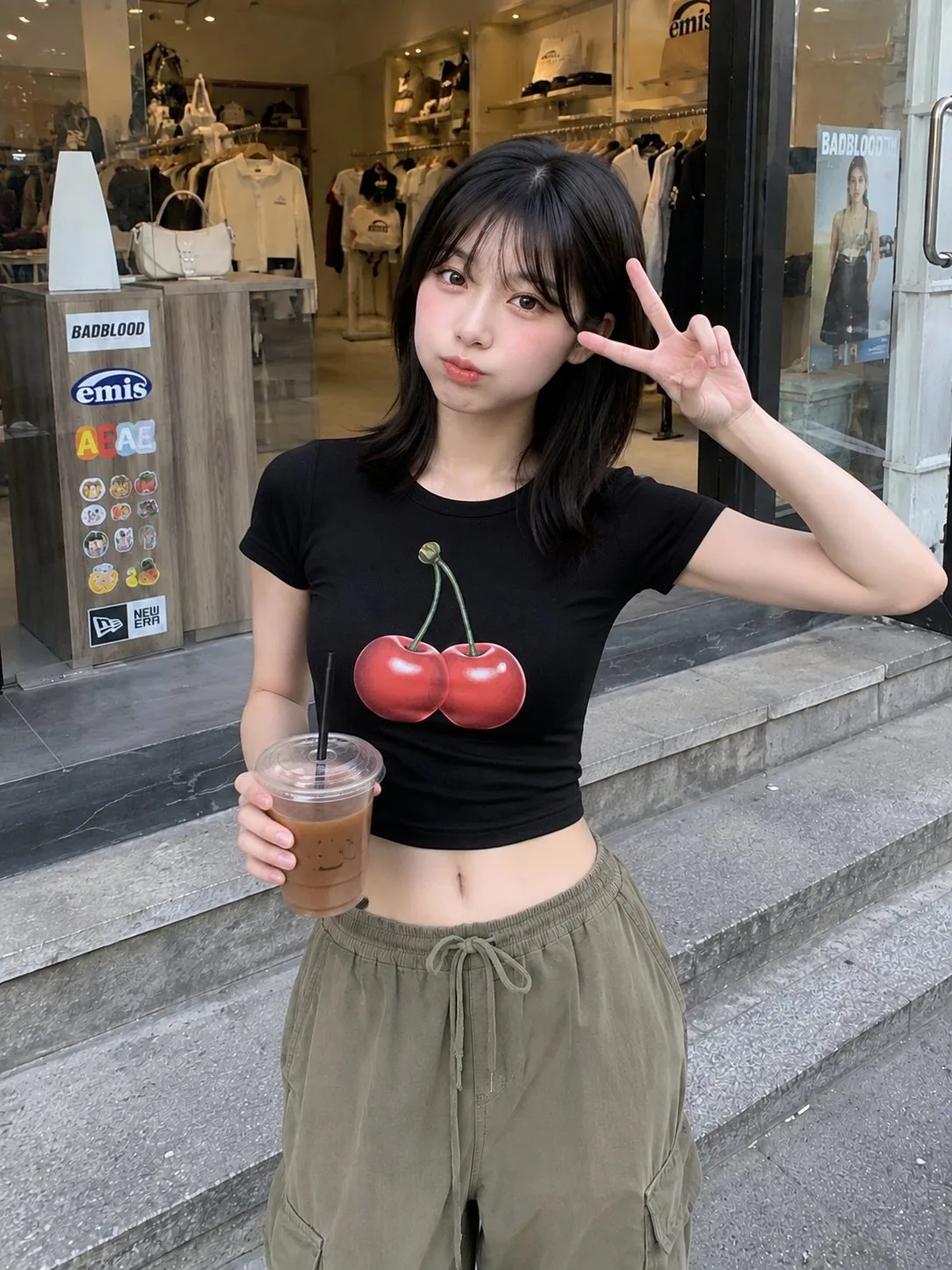 Japanese woman trendy boutique smartphone photo — After