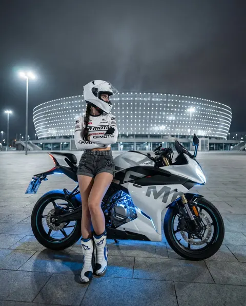 Neon night cool female rider